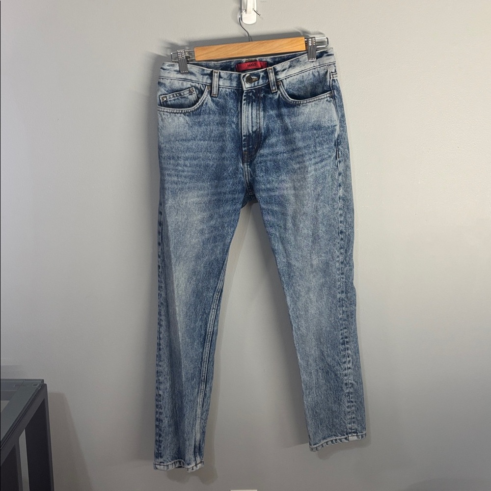 Hugo Boss Jeans Men's Size 30 X 32 30/32 Light Wash Blue Marbled Denim Jeans